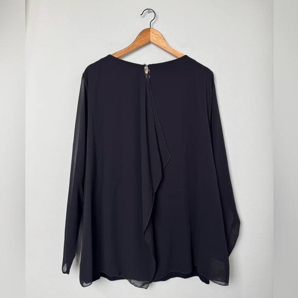 Soft Surroundings Top Belvedere Blouse Sheer Sleeves w/Layers in‎ Black Size XL - Picture 6 of 8